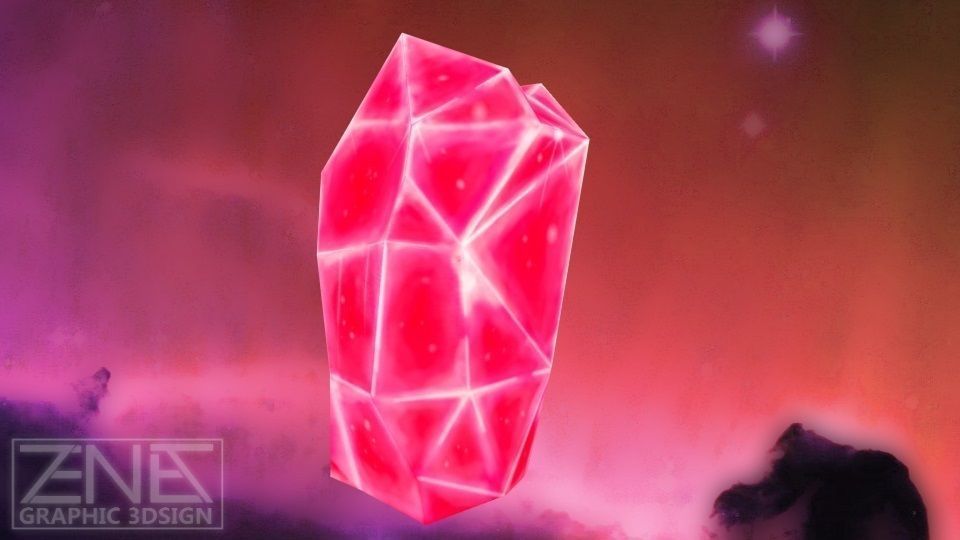 Game-Ready Red Monolith Crystal Rock Low-poly 3D model_3