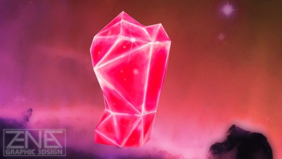 Game-Ready Red Monolith Crystal Rock Low-poly 3D model_2