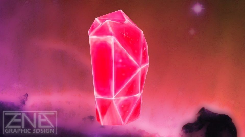 Game-Ready Red Monolith Crystal Rock Low-poly 3D model_1