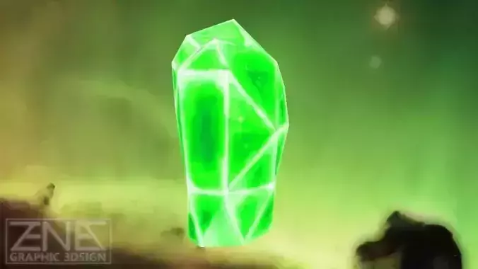 Game-Ready Green Monolith Crystal Rock Low-poly 3D model