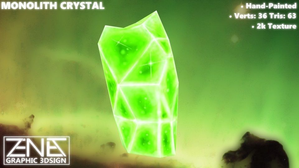 Game-Ready Green Monolith Crystal Rock Low-poly 3D model_1