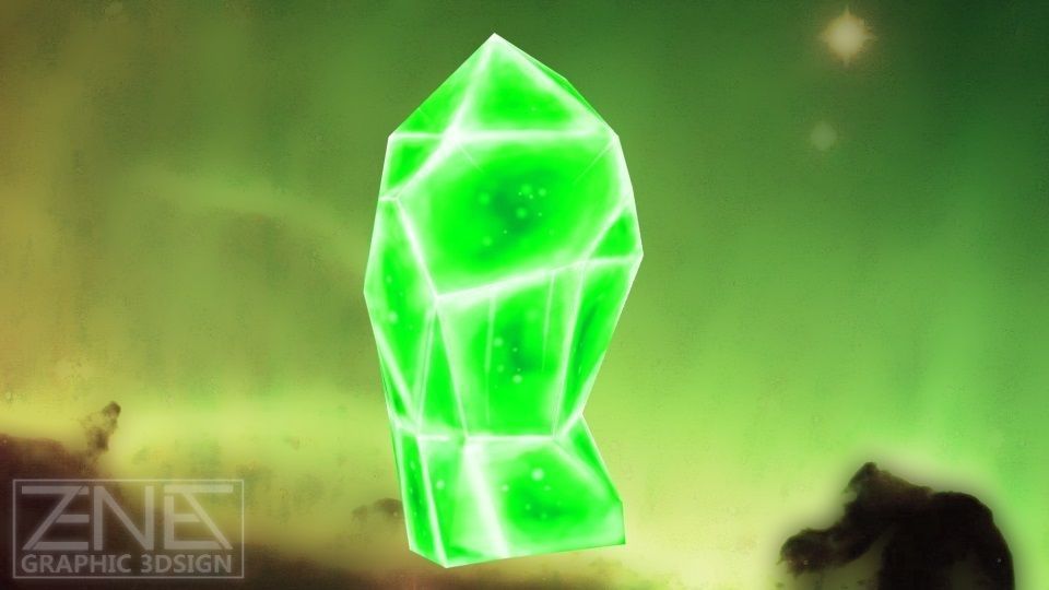 Game-Ready Green Monolith Crystal Rock Low-poly 3D model_4