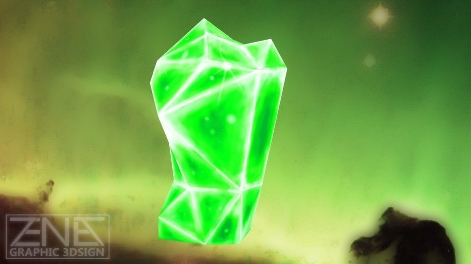 Game-Ready Green Monolith Crystal Rock Low-poly 3D model_2