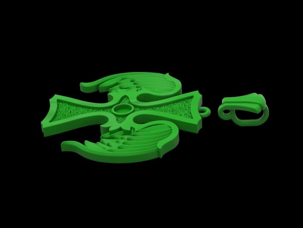 Cross wings pendant 3D print model_5