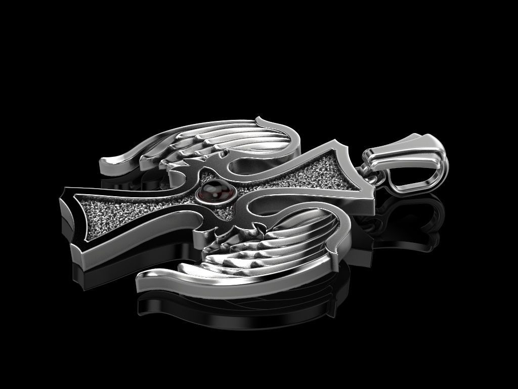 Cross wings pendant 3D print model_2