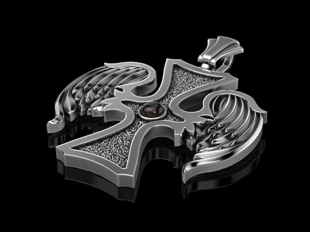 Cross wings pendant 3D print model_1