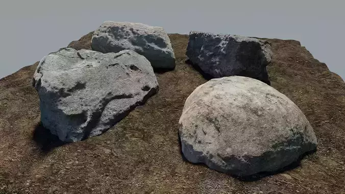 Photo-Realistic Boulders 4-Pack A Low-poly 3D model