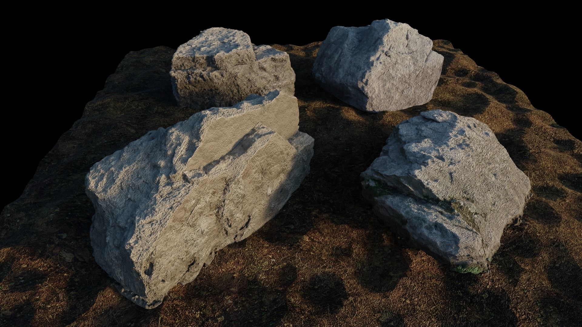 Photo-Realistic Boulders 4-Pack B Low-poly 3D model_1
