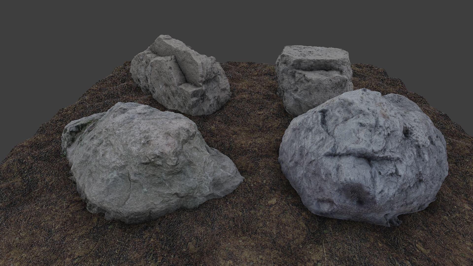 Photo-Realistic Boulders 4-Pack B Low-poly 3D model_2