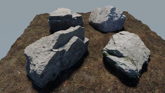 Photo-Realistic Boulders 4-Pack B Low-poly 3D model