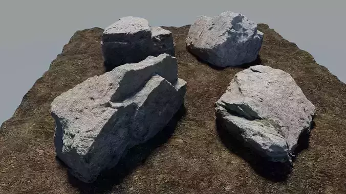 Photo-Realistic Boulders 4-Pack B Low-poly 3D model