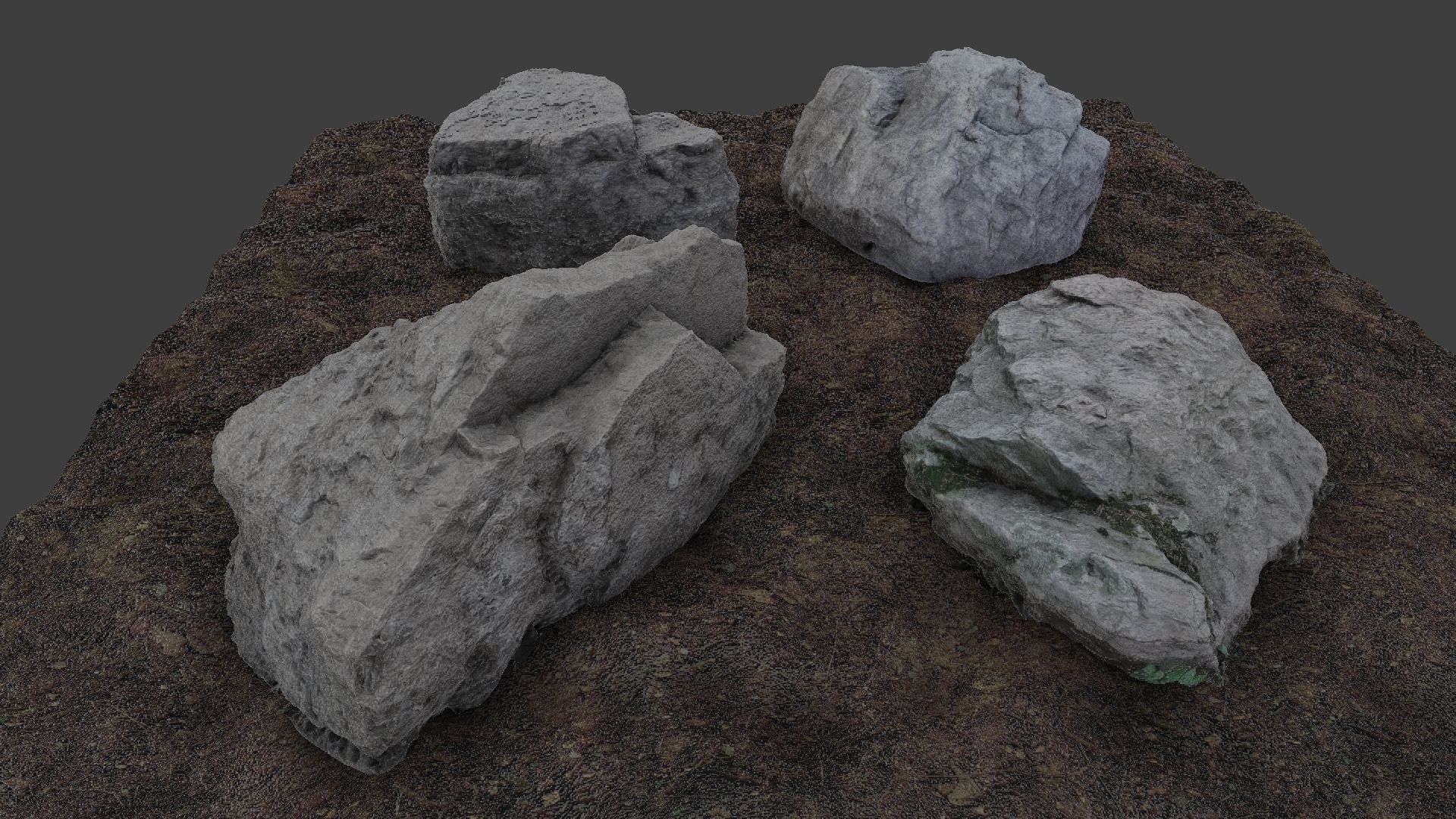 Photo-Realistic Boulders 4-Pack B Low-poly 3D model_5