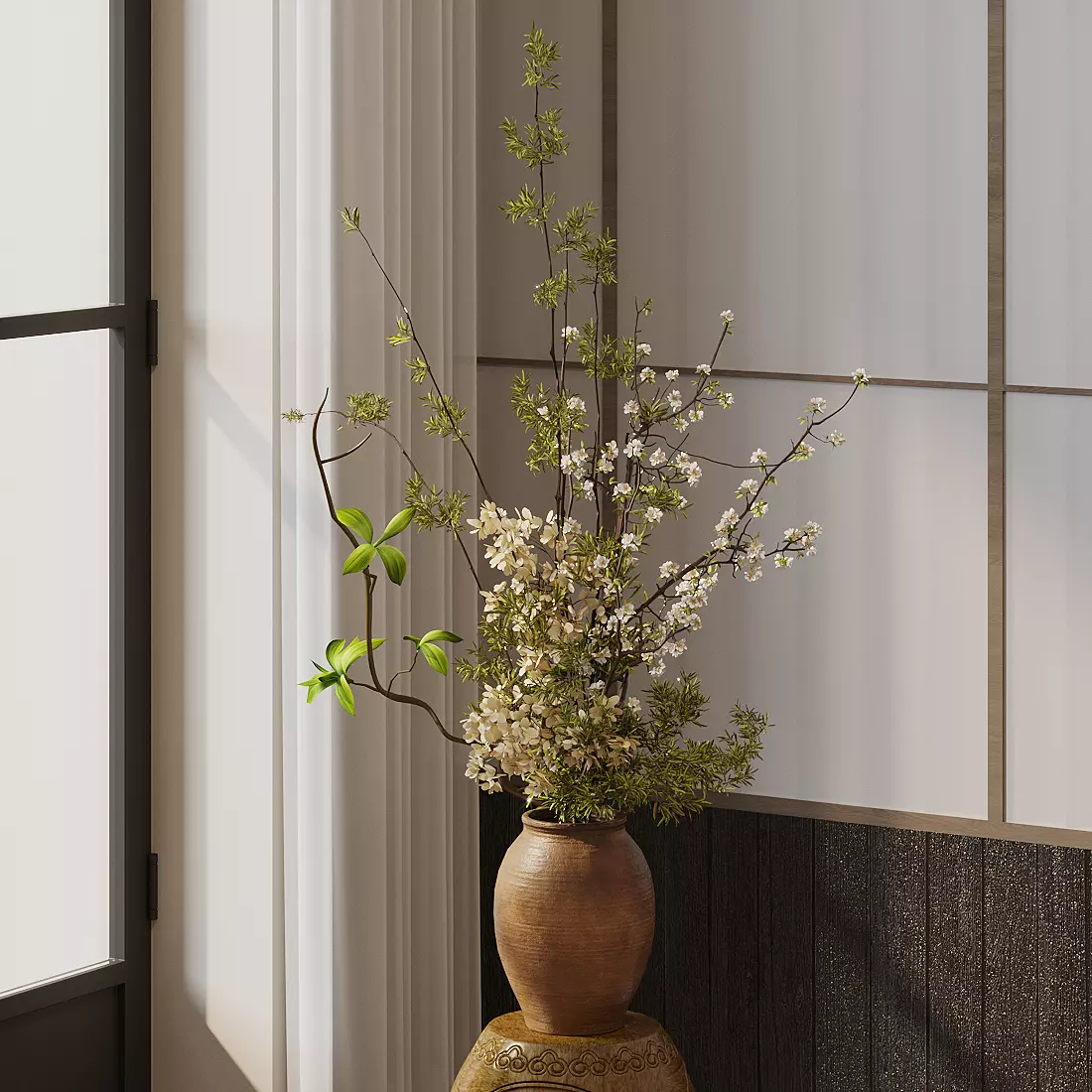 Wabi - sabi - style dried flower arrangement 3D model