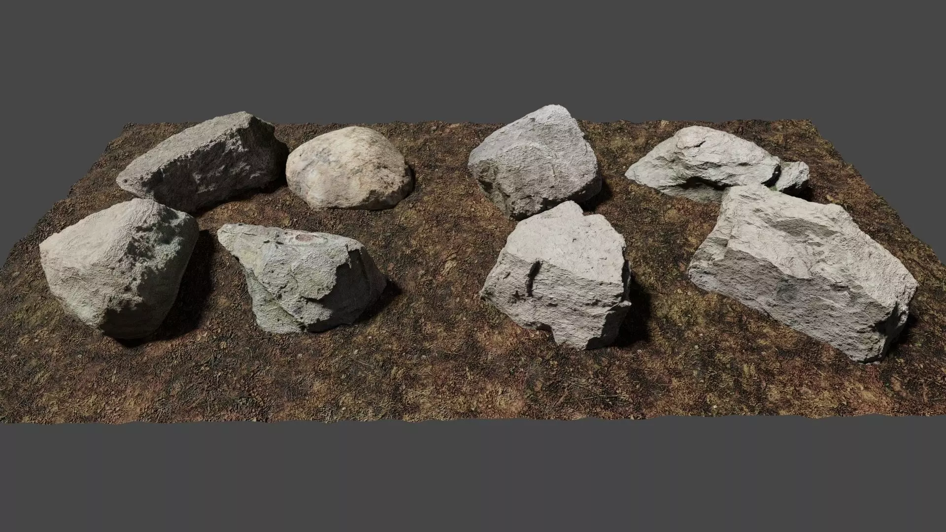 Photo-Realistic Boulders Set of 8 Low-poly 3D model_0