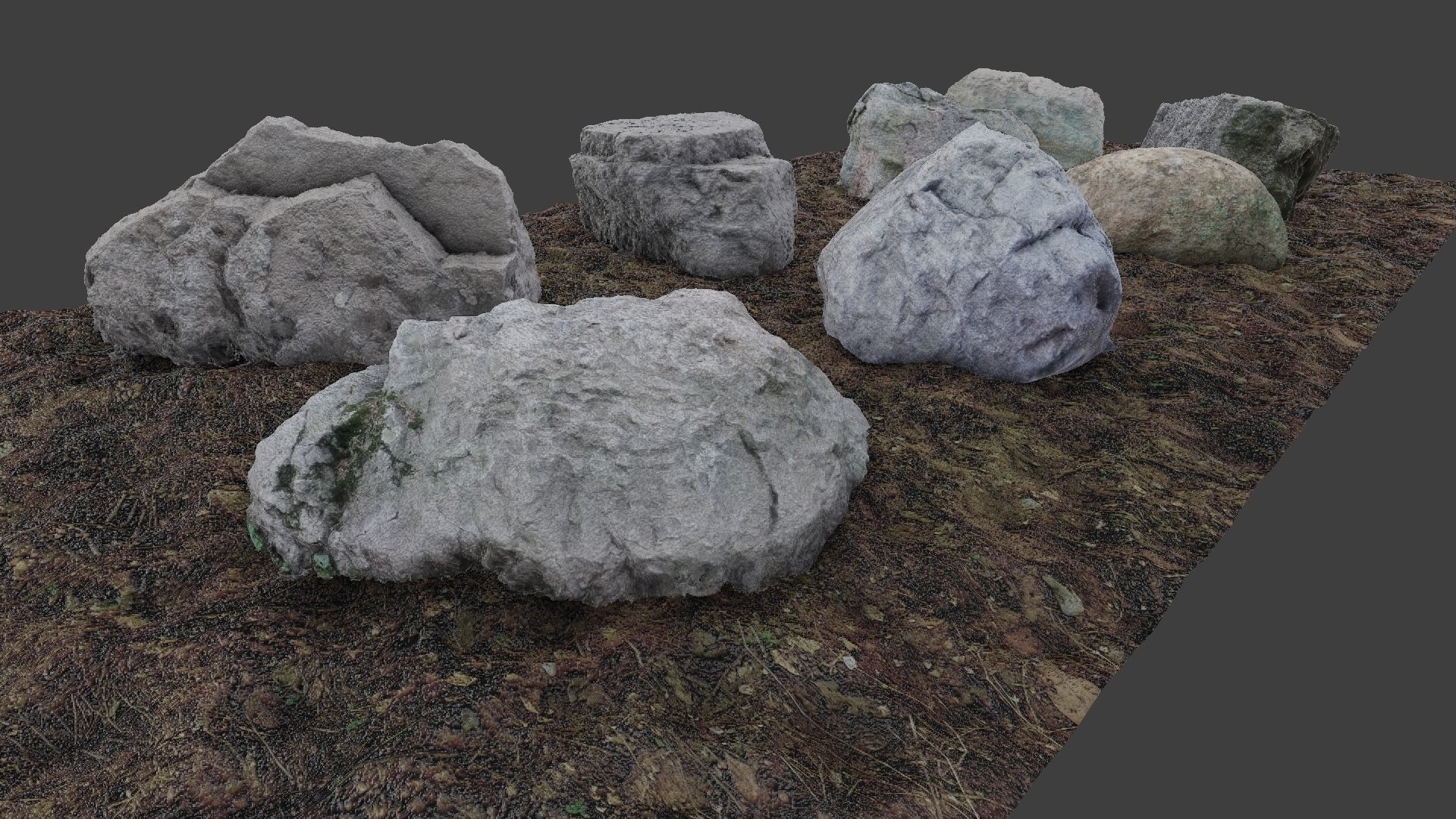 Photo-Realistic Boulders Set of 8 Low-poly 3D model_4