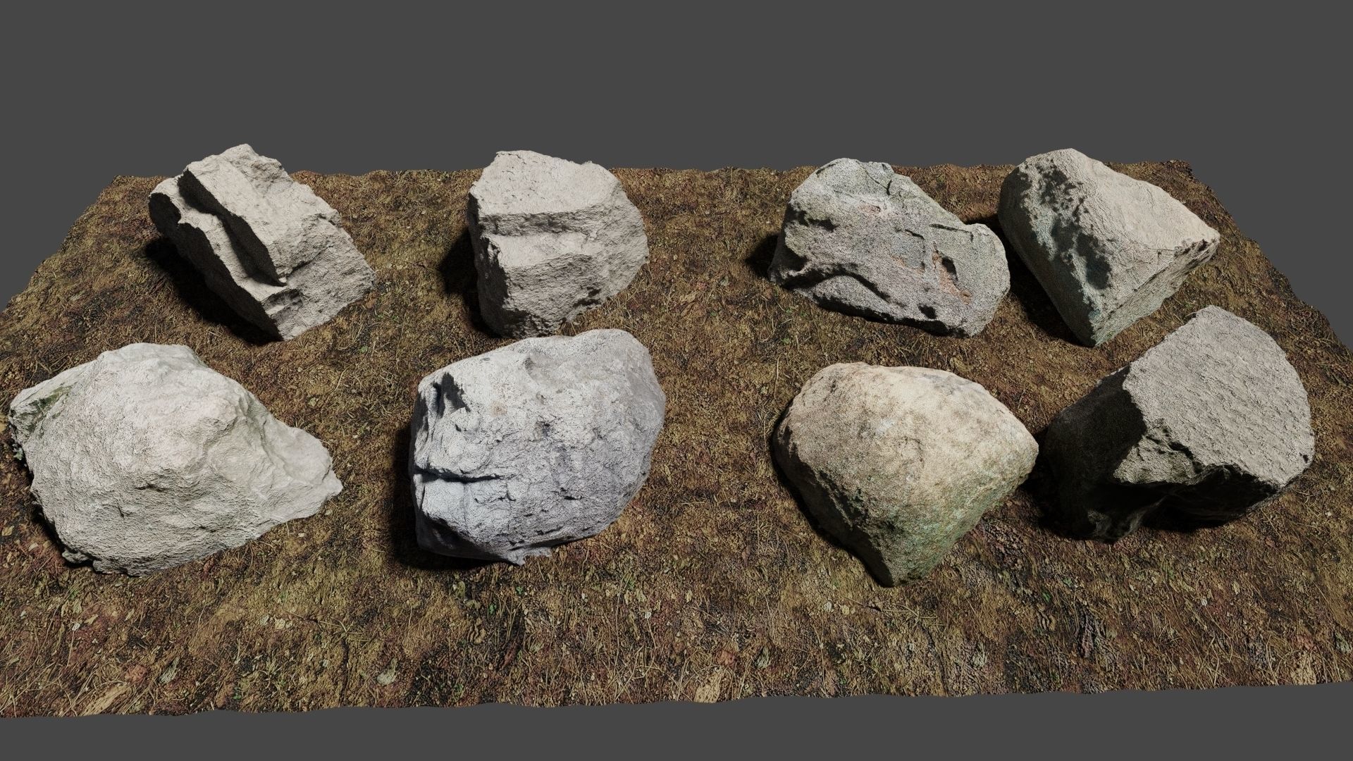 Photo-Realistic Boulders Set of 8 Low-poly 3D model_1
