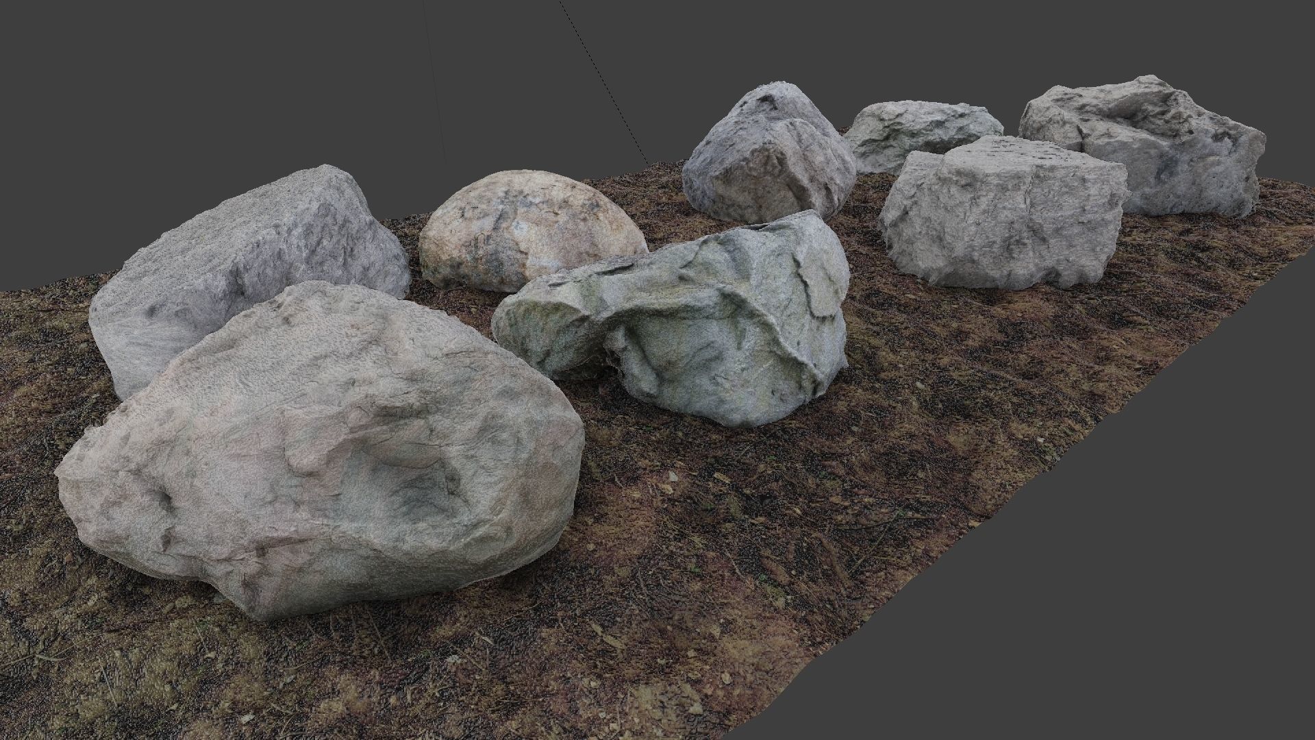 Photo-Realistic Boulders Set of 8 Low-poly 3D model_2