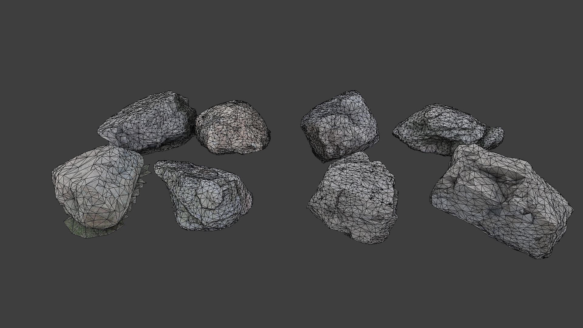 Photo-Realistic Boulders Set of 8 Low-poly 3D model_7