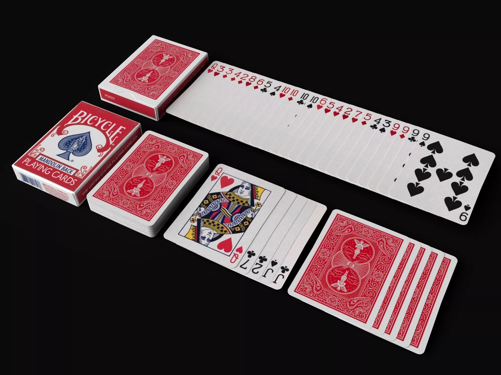 Playing Cards 3D Model Card Decks With Card Boxes Low-poly 3D model