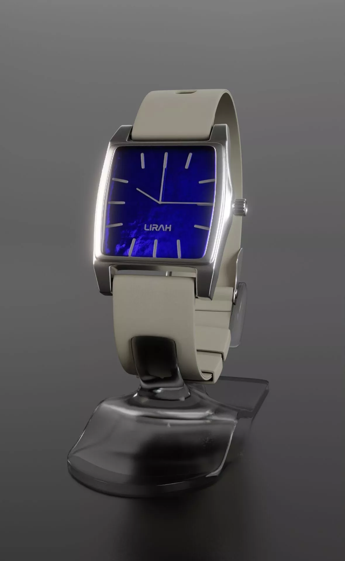 Square analog wristwatch 3D model