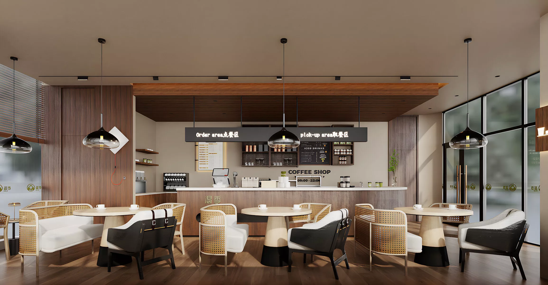 coffee shop blending industrial and wabi-sabi style 3D model