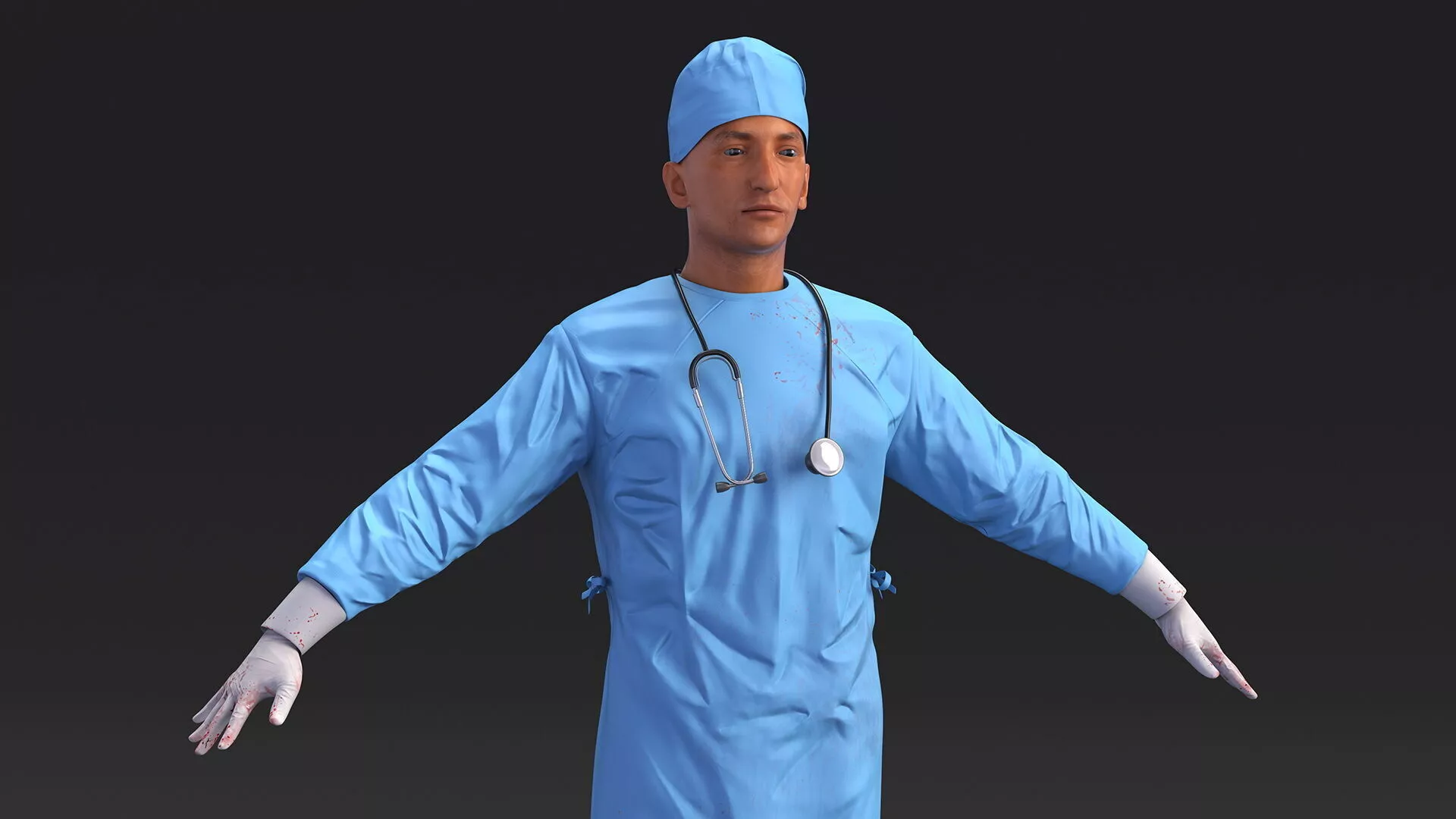 Blood Stained Surgeon Doctor Rigged 3D model