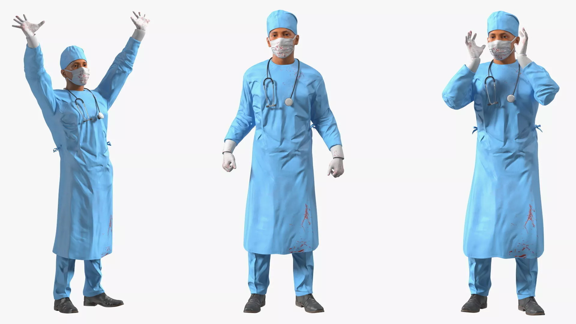 Blood Stained Surgeon Doctor in Mask Rigged 3D model