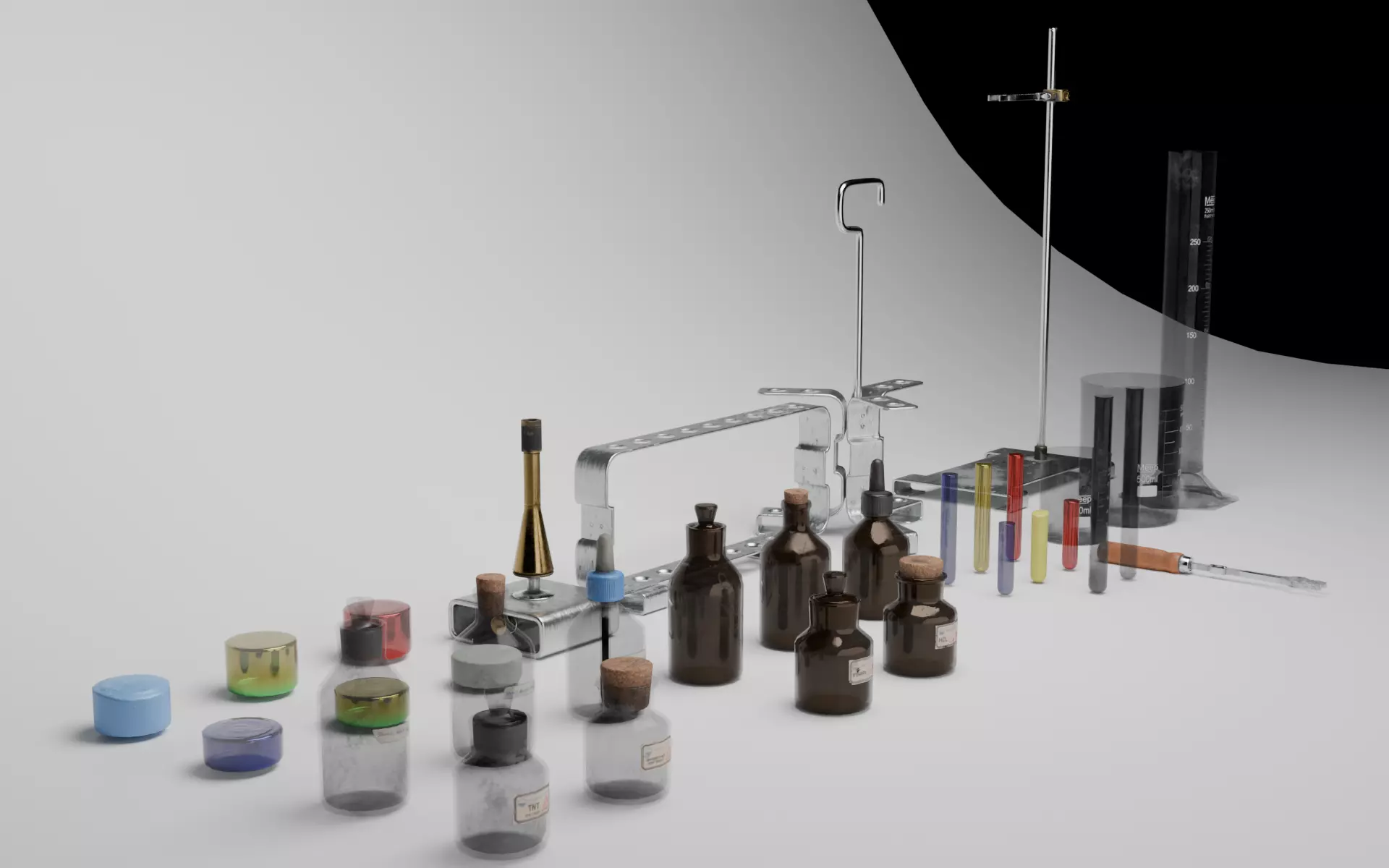 Chemistry Laboratory Equipment Set and Lab Glassware Low-poly 3D model