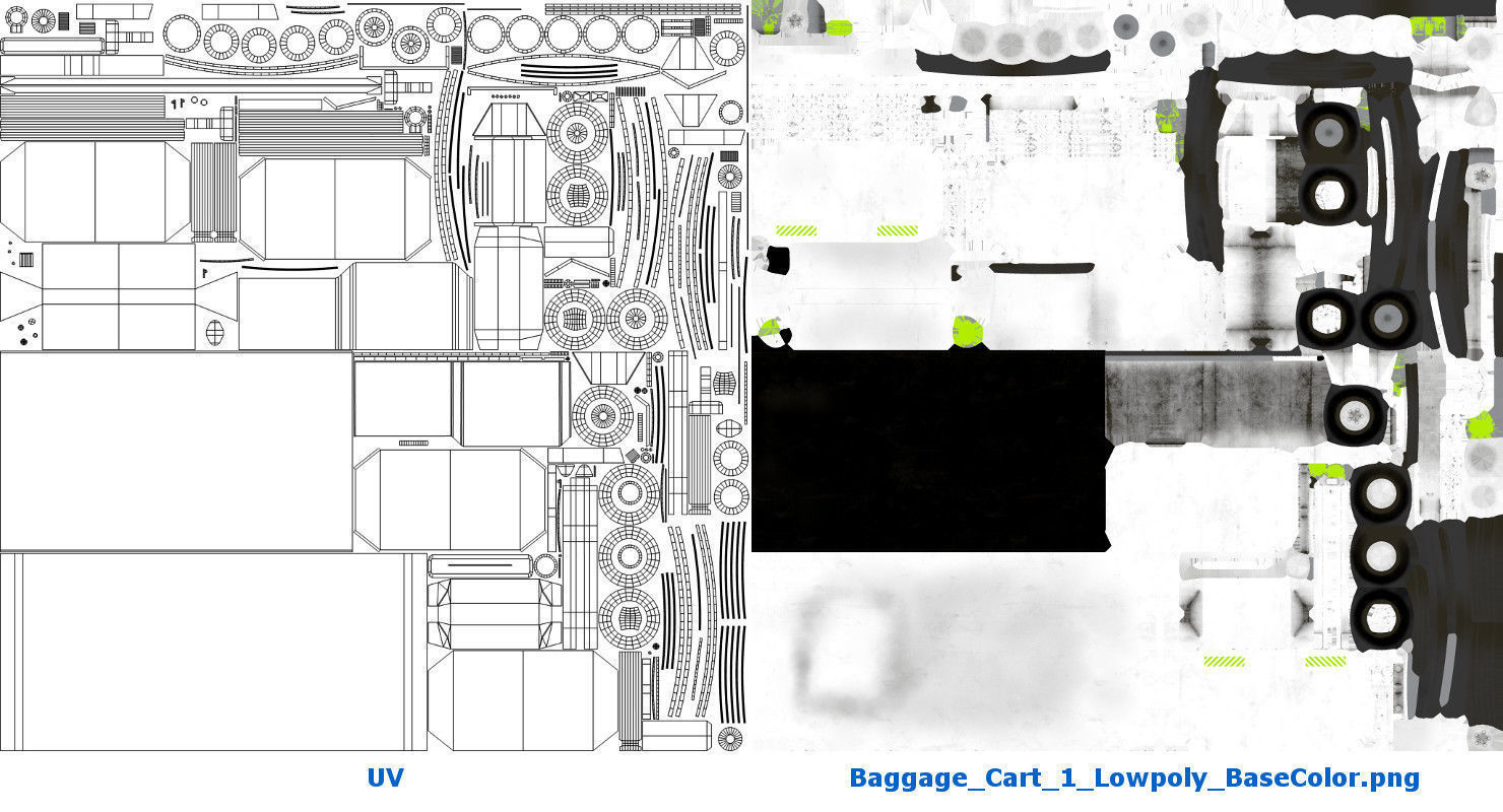 Baggage Cart 1 Lowpoly Low-poly 3D model_7