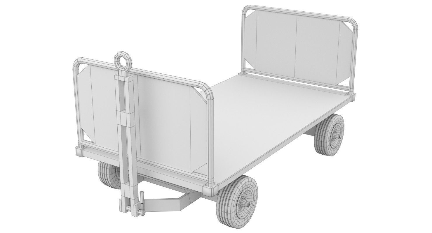 Baggage Cart 1 Lowpoly Low-poly 3D model_6