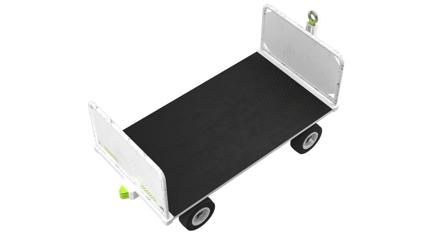 Baggage Cart 1 Lowpoly Low-poly 3D model_2