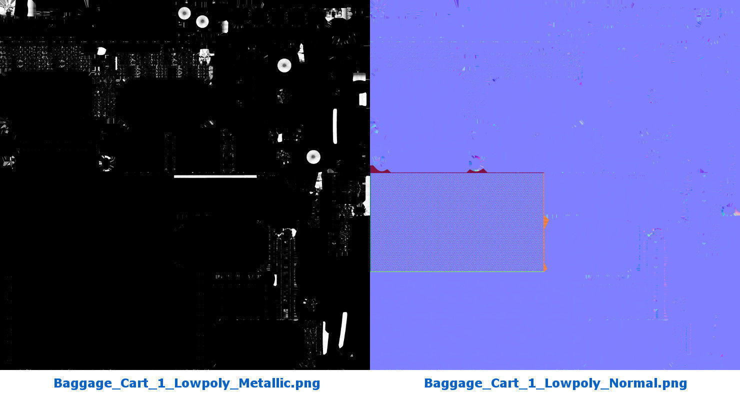 Baggage Cart 1 Lowpoly Low-poly 3D model_8