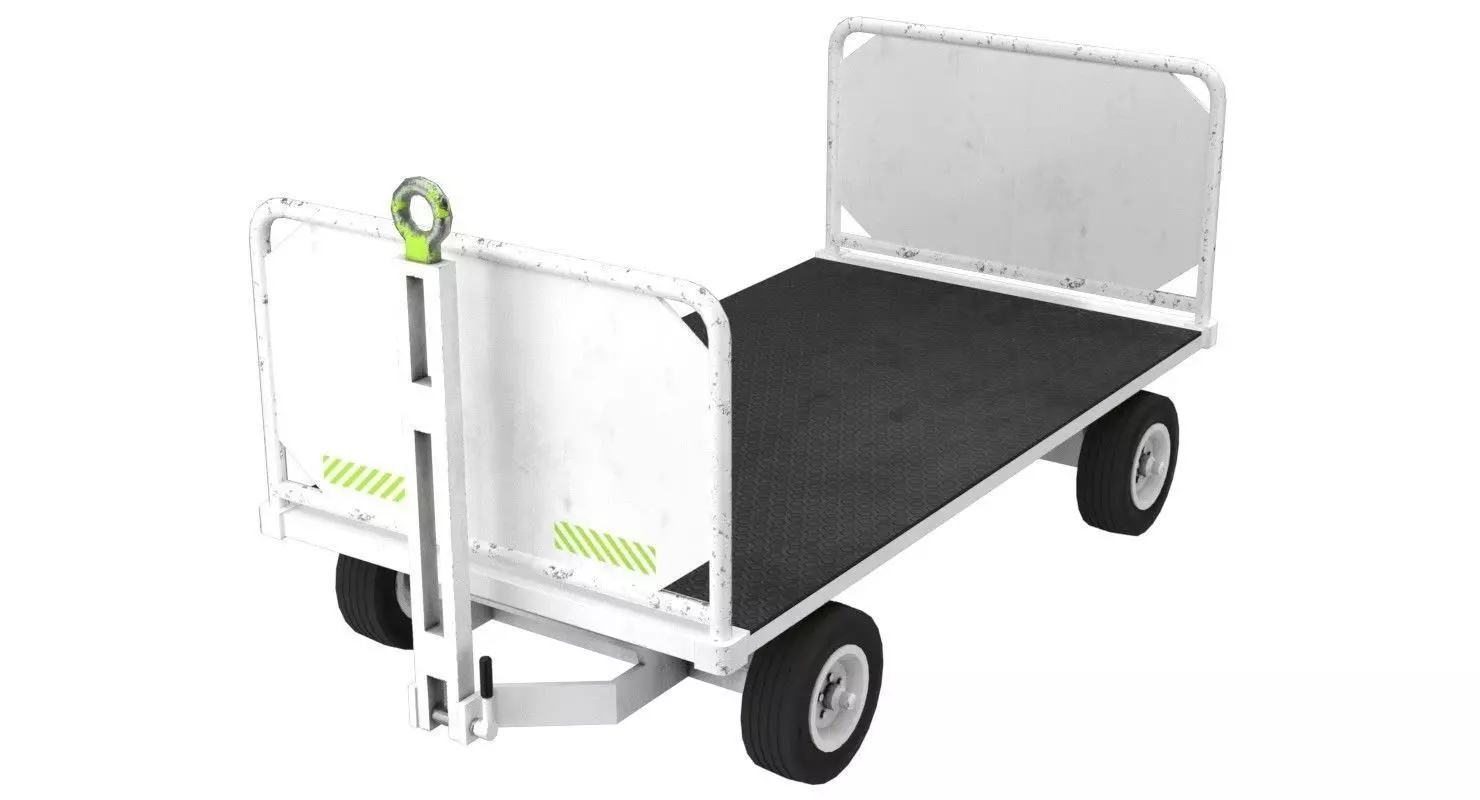 Baggage Cart 1 Lowpoly Low-poly 3D model_0