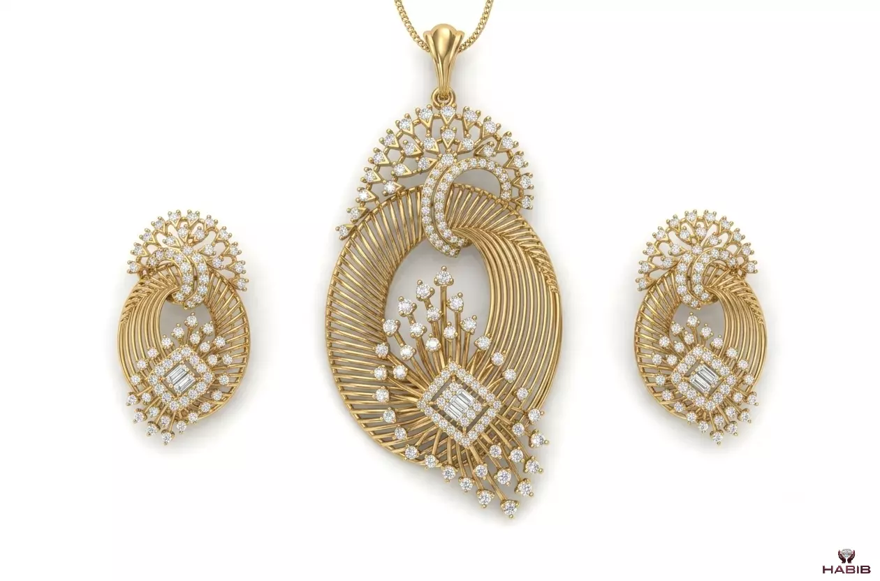 Luxury Peacock Jewelry Set CAD Model STL 3D print model