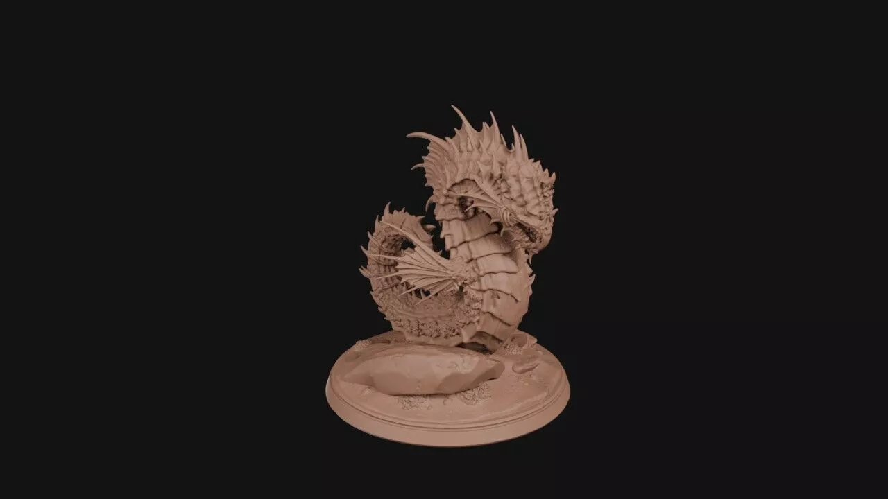 Coiled Abyssal Seahorse 3D print model