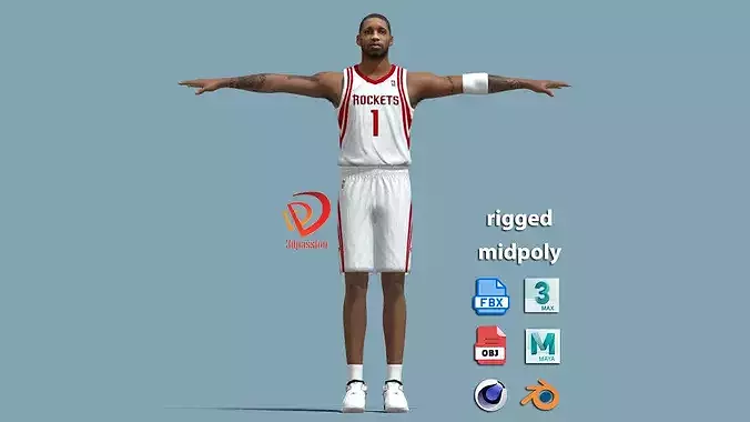 T-Pose Rigged Tracy McGrady Houston Rockets