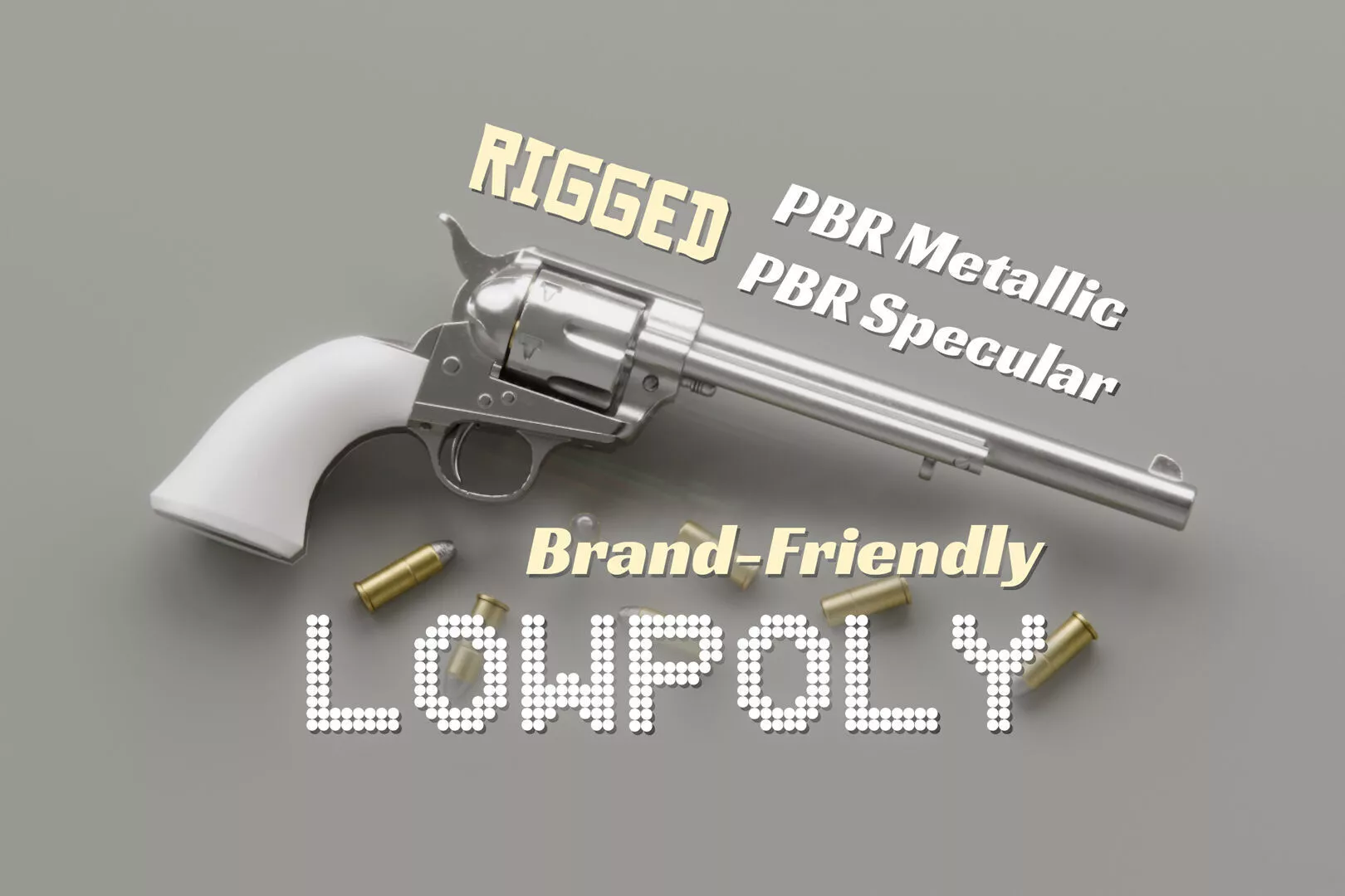 Single Action Revolver m1873 - Ivory Low-poly 3D model