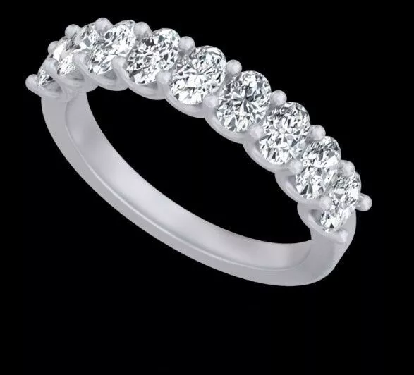 Nine Oval Diamond Half Eternity Band Free 3D print model