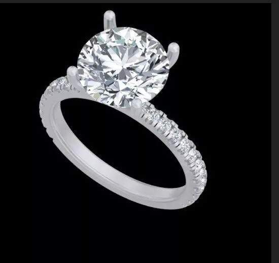 Round Diamond Solitaire Pave Engagement Ring Free 3D print model