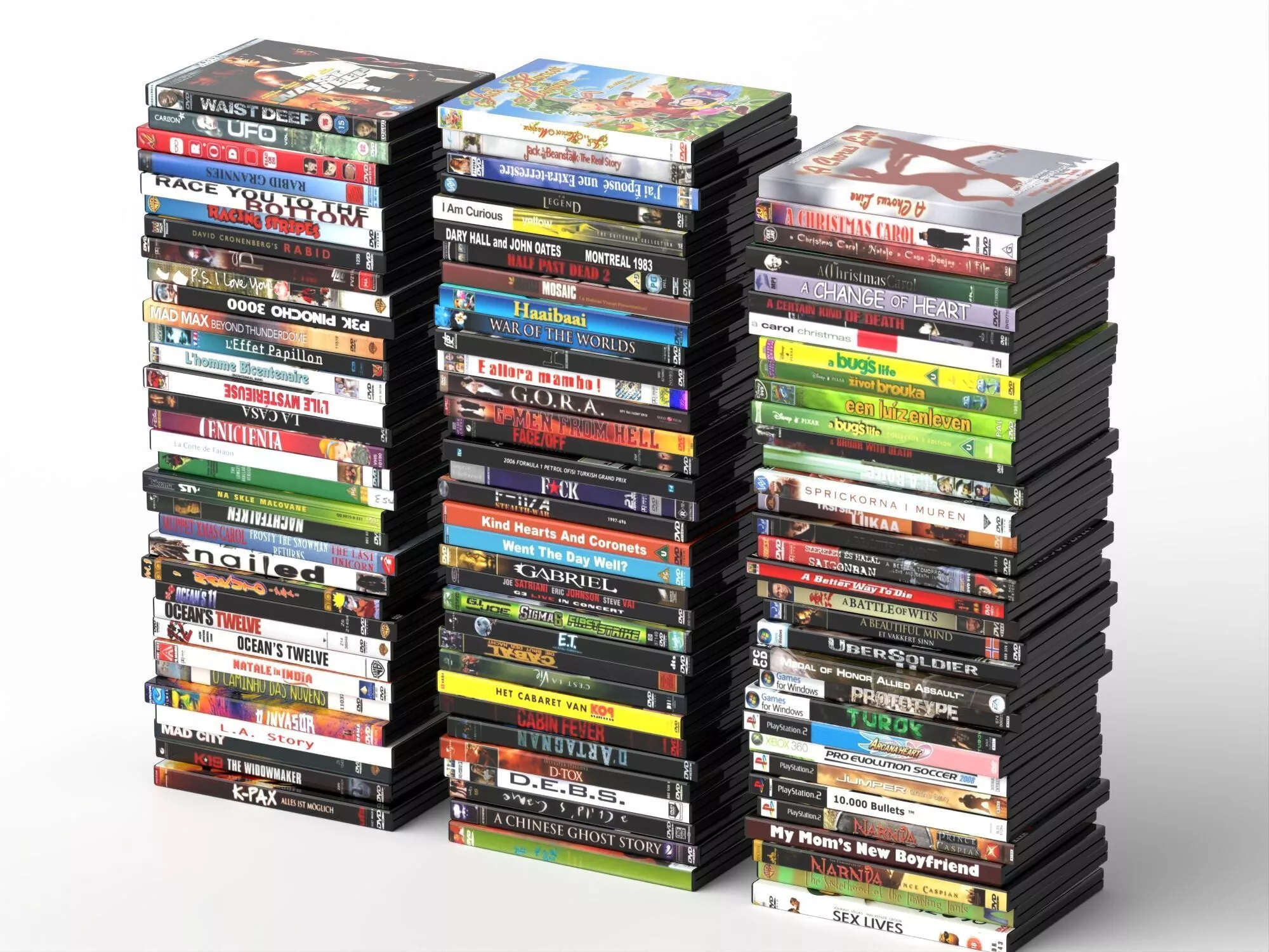DVD Movie Game Cases Stacks Low-poly 3D model