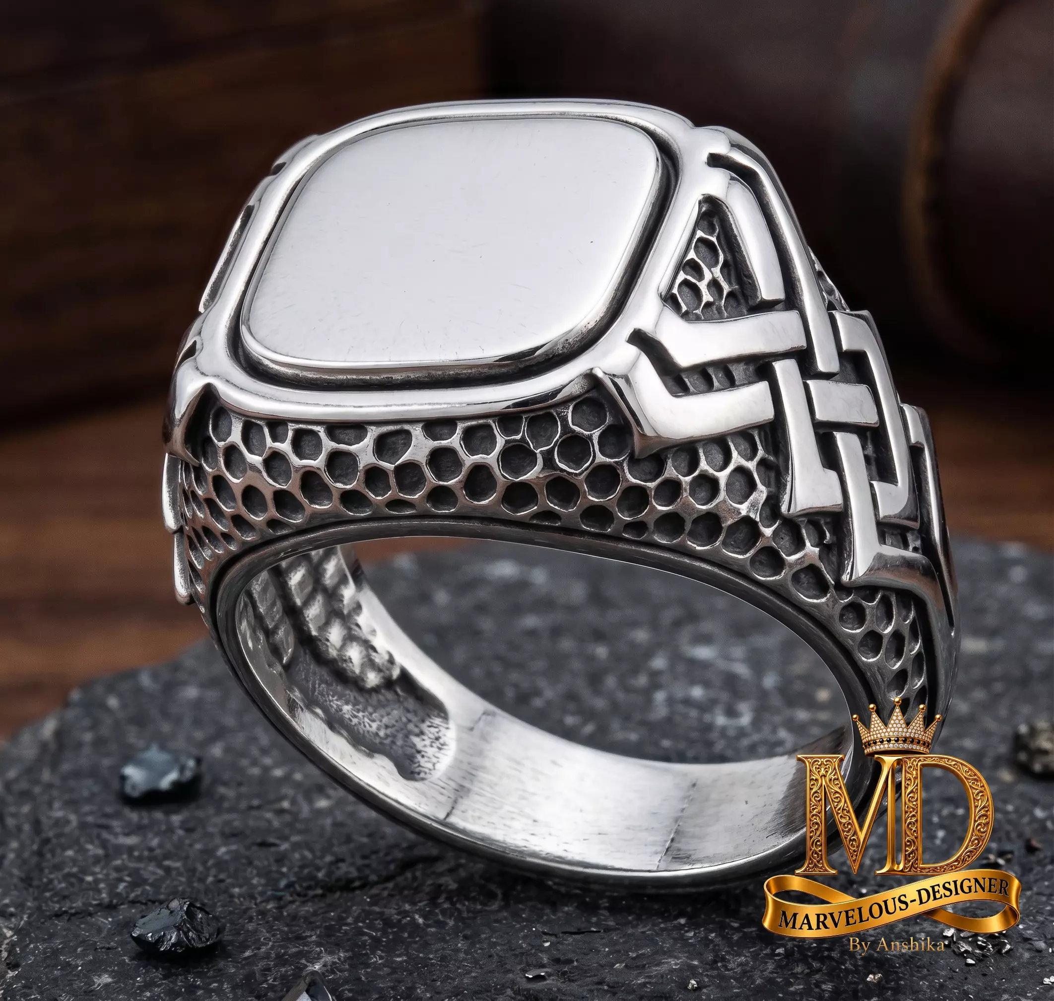 Celtic Signet Sterling Silver Ring 3D print model