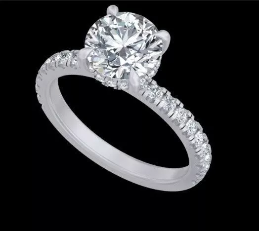 Round Diamond Solitaire Hidden Halo Pave Engagement Ring Free 3D print model