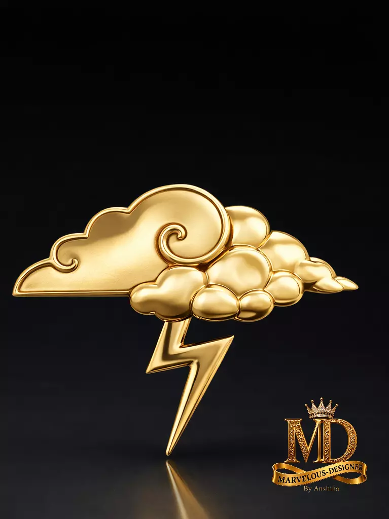 Cloud Lightning Thunder Bolt Pendant 3D print model