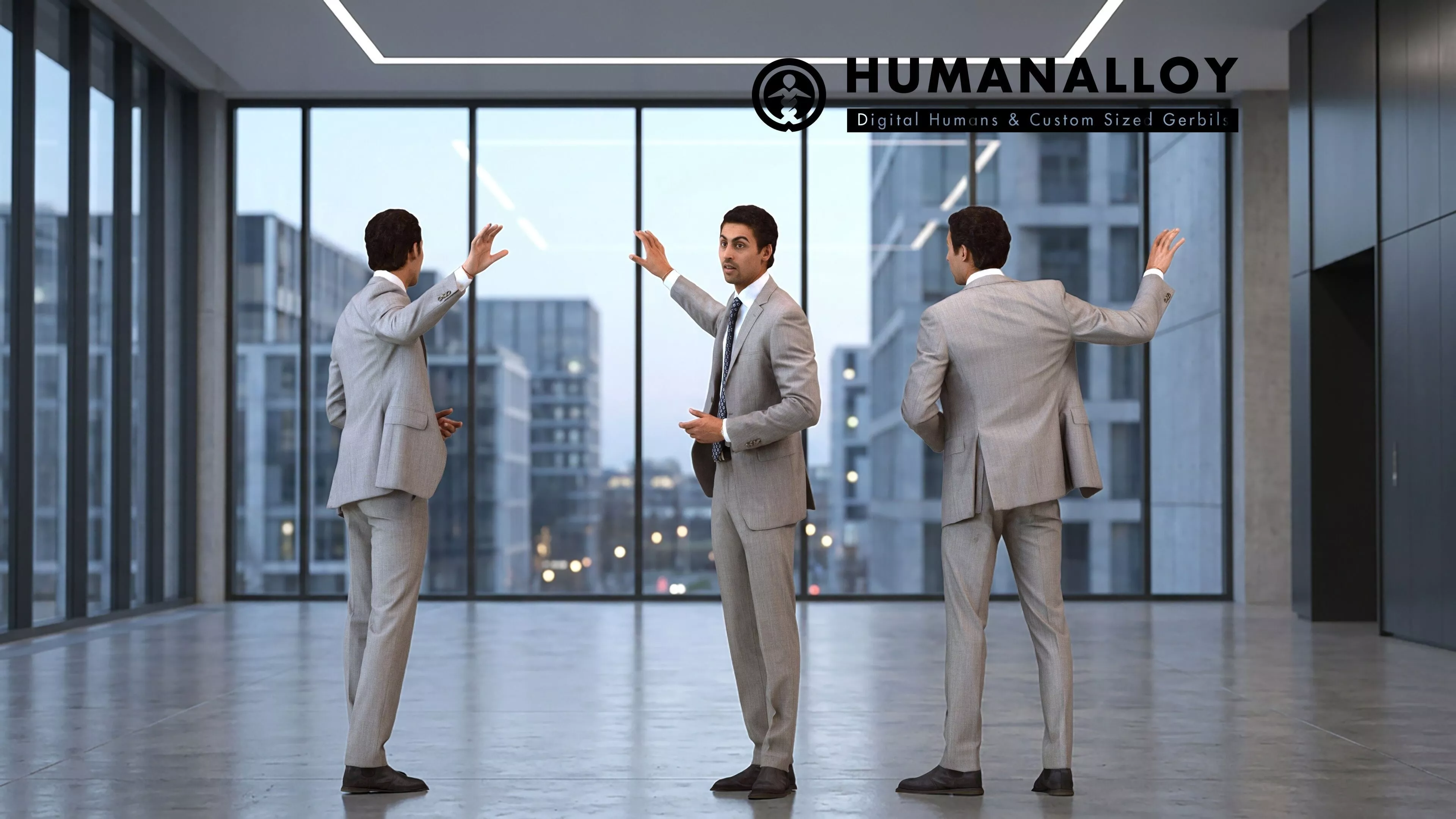 Adult Black man presenting in business attire for transitional 3D model