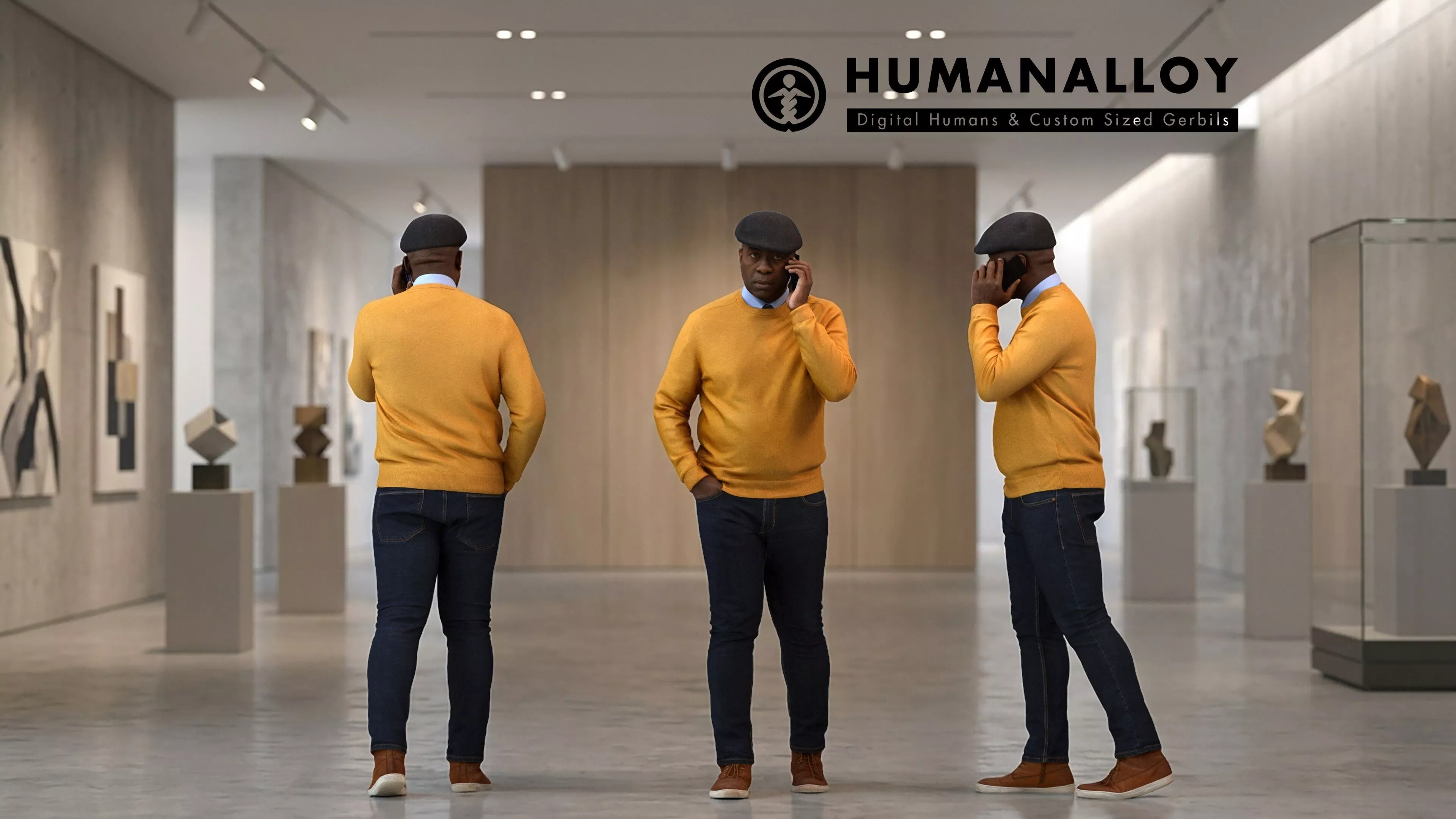 Adult Black man walking while calling 3D model