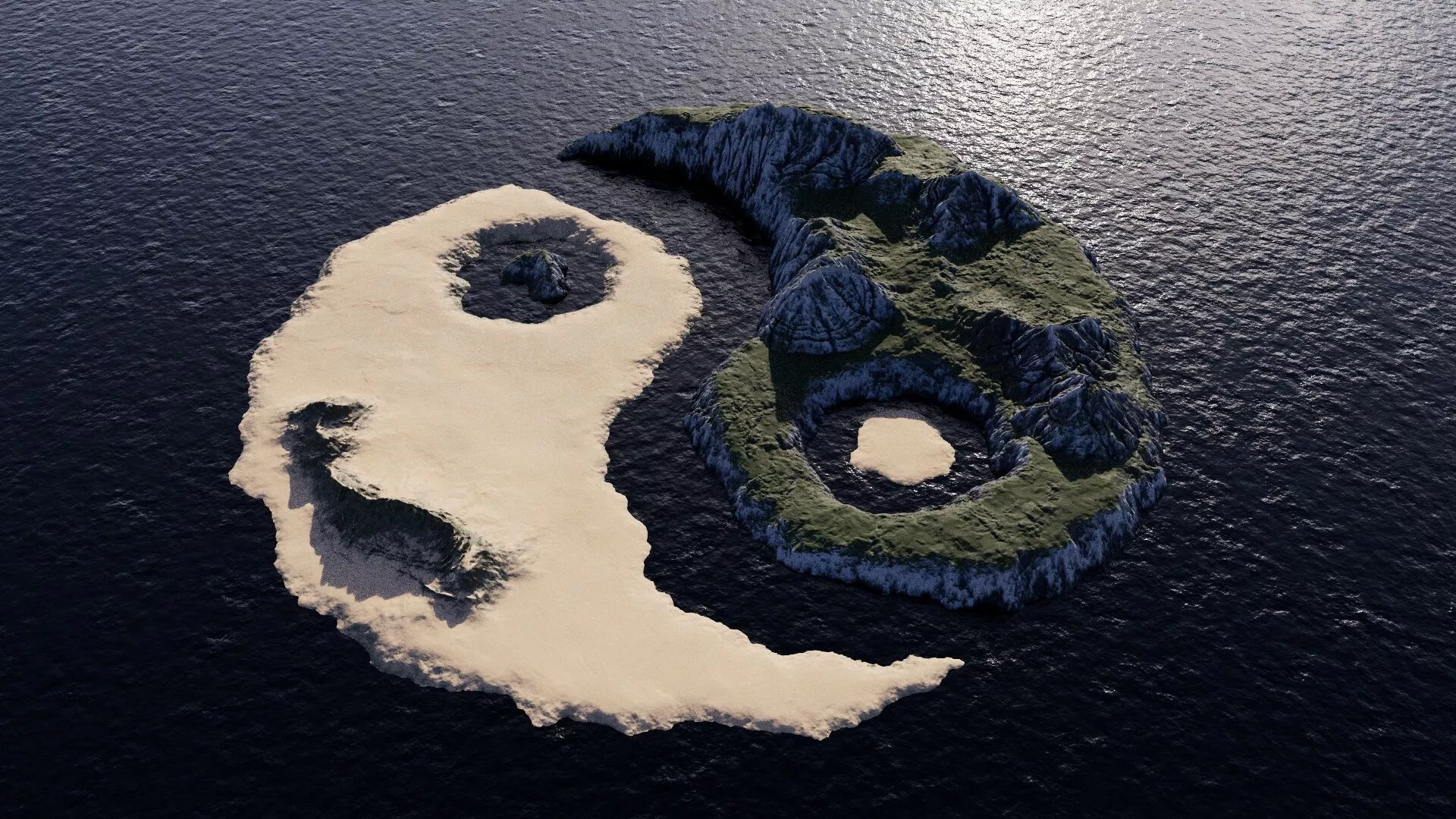 Tai Chi Yin-Yang Fish Island Topography 3D model