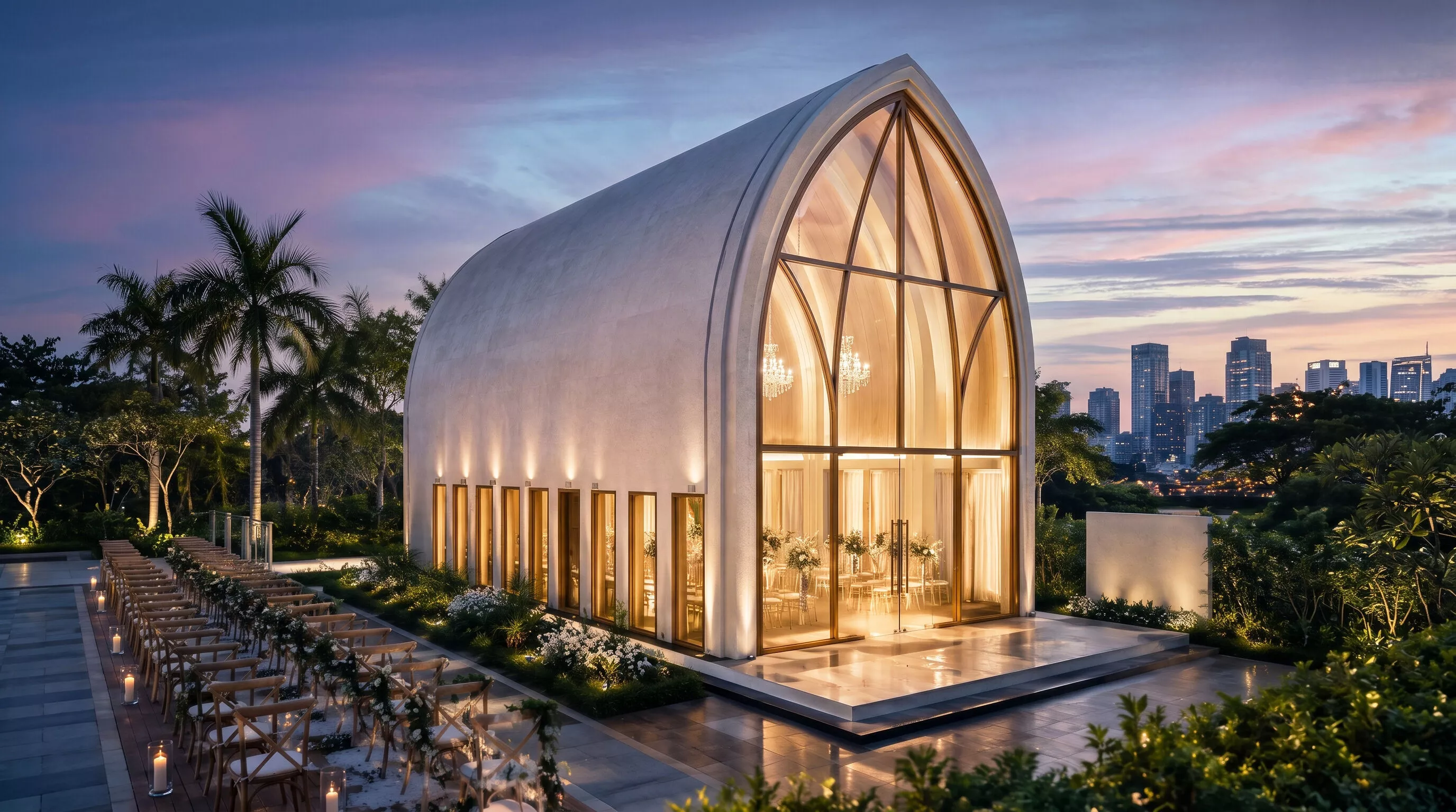 Premium Modern Glass Wedding Chapel 3D model