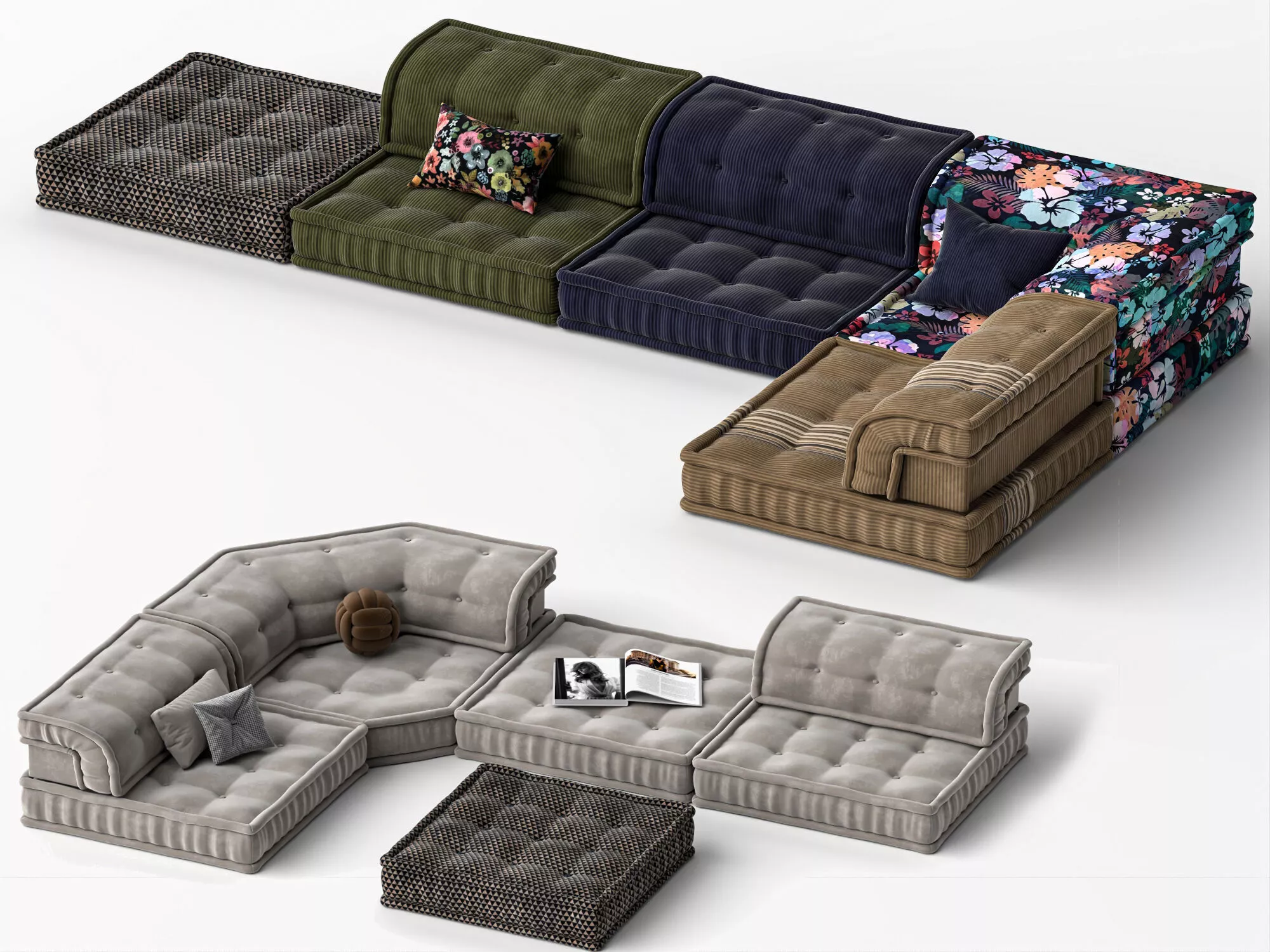 Modular Sectional Fabric Sofa Furniture Pack 3D model
