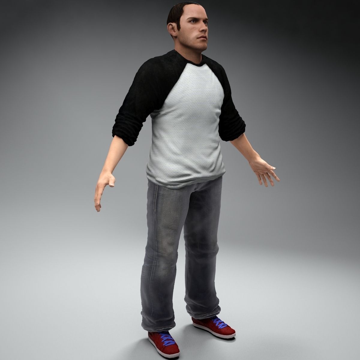 Casual Man Bob Low-poly 3D model_4