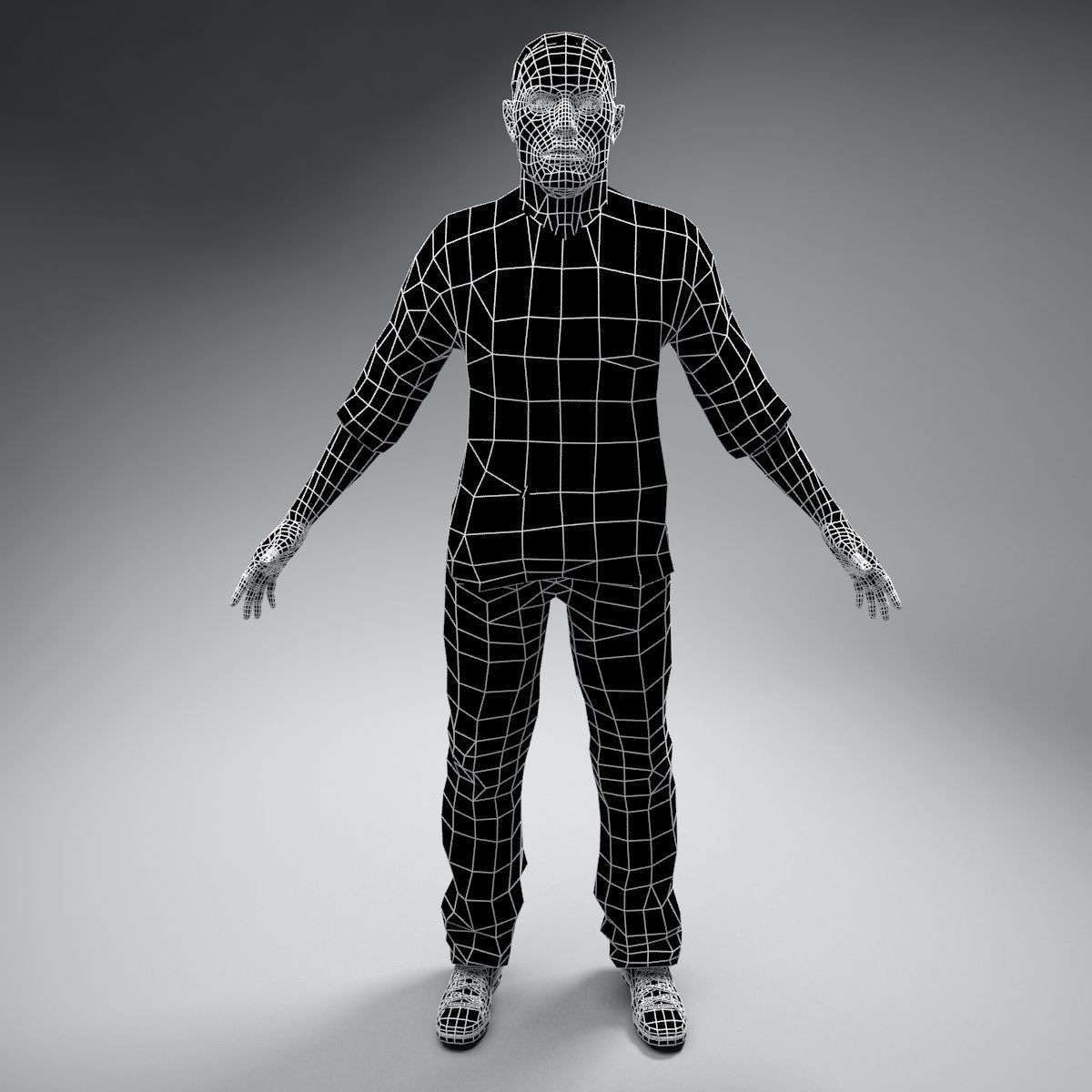 Casual Man Bob Low-poly 3D model_6